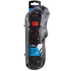 BASE 3 TOMAS T/TL 1,5MT C/INTERRUPTOR NEGRO