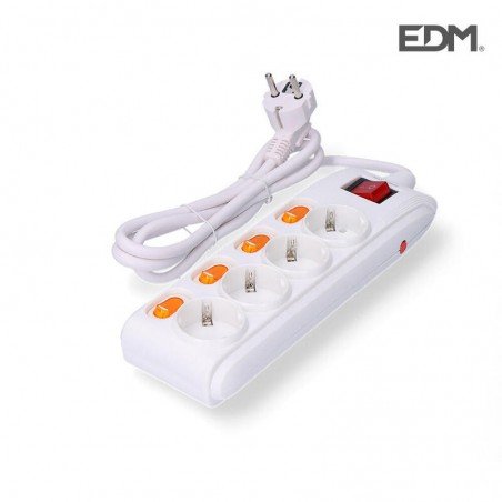 BASE MULTIPLE 4 TOMAS + 4 INTERRUPTORES PROTECCION