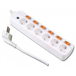 BASE MULTIPLE 6 TOMAS + 6 INTERRUPTORES PROTECCION