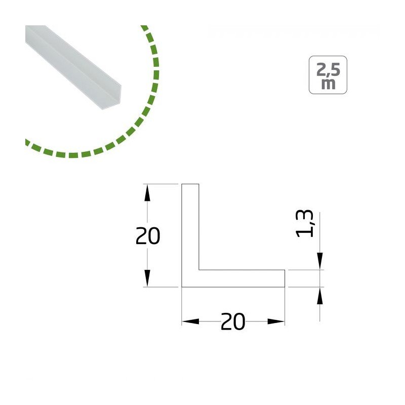 ANGULO 20X20 2,5MT ALUM BLANCO