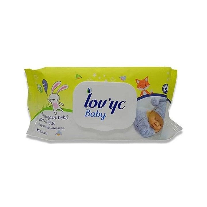 TOALLITAS INF LOVYC ALOE 72 CON TAPA