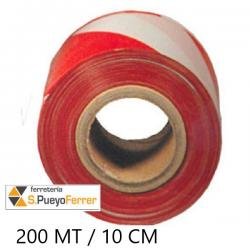 ROLLO 200MT CINTA SEÑALIZAR BLANCO Y ROJO 10CM G400