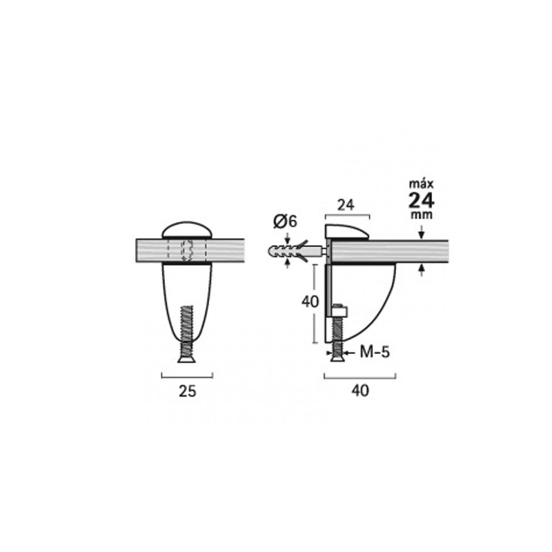 SOPORTE ESTANTE 3-24MM 2 UDS BLANCO