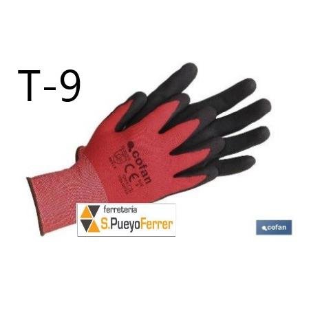 GUANTE IMPREGNADO ROJO/NEGRO TALLA 9