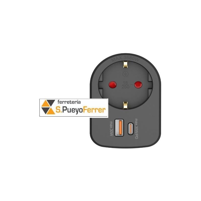 ADAPTADOR COMBI 30W USB A+C NEGRO