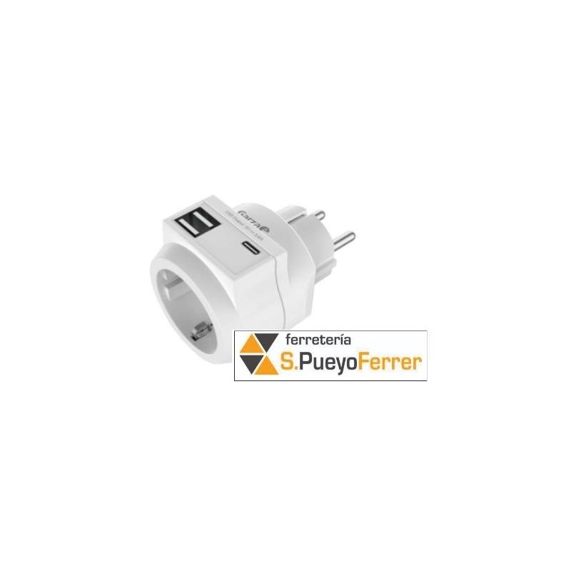 ADAPTADOR SCHUKO 2 USB + 1USB C GARZA