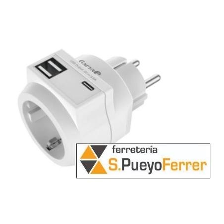 ADAPTADOR SCHUKO 2 USB + 1USB C GARZA
