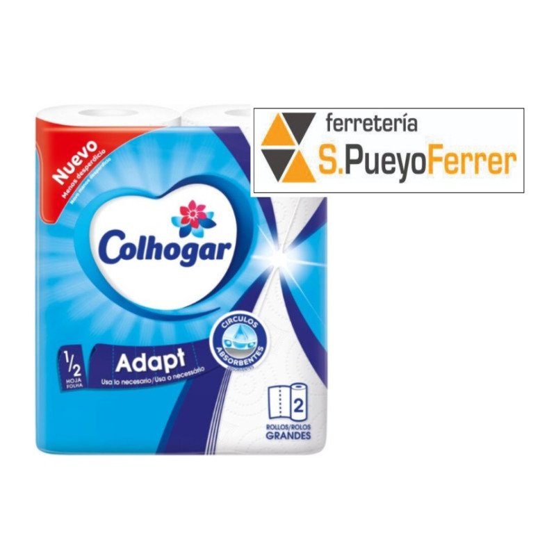 PAPEL COCINA COLHOGAR ADAPT 2 ROLLOS (1/2 HOJA)